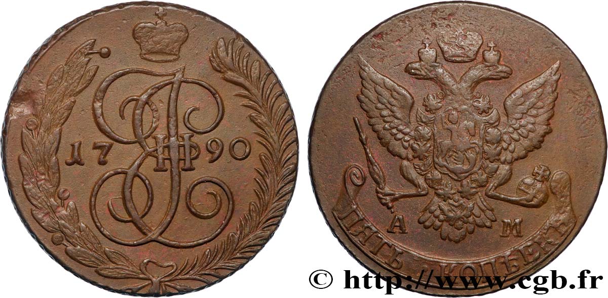 RUSSIA 5 Kopecks aigle bicéphale 1790 Anninsky q.SPL 