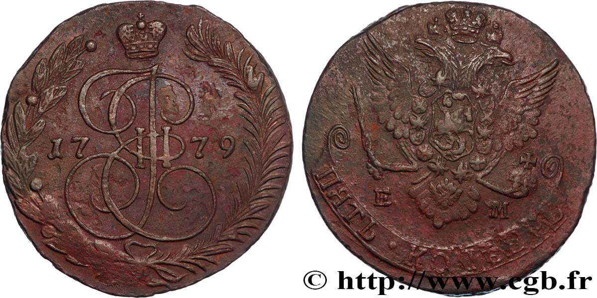 RUSSLAND - KATHARINA II 5 Kopecks  1779 Ekaterinbourg SS 