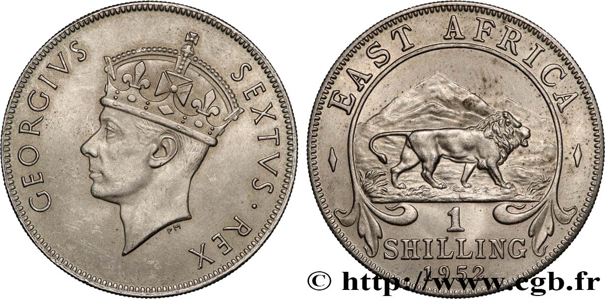 AFRICA DI L EST BRITANNICA  1 Shilling Georges VI / lion 1952 Londres SPL 