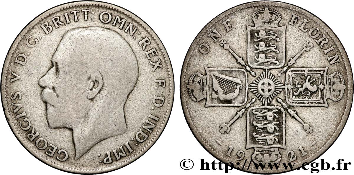 ROYAUME-UNI 1 Florin Georges V 1921  TB 