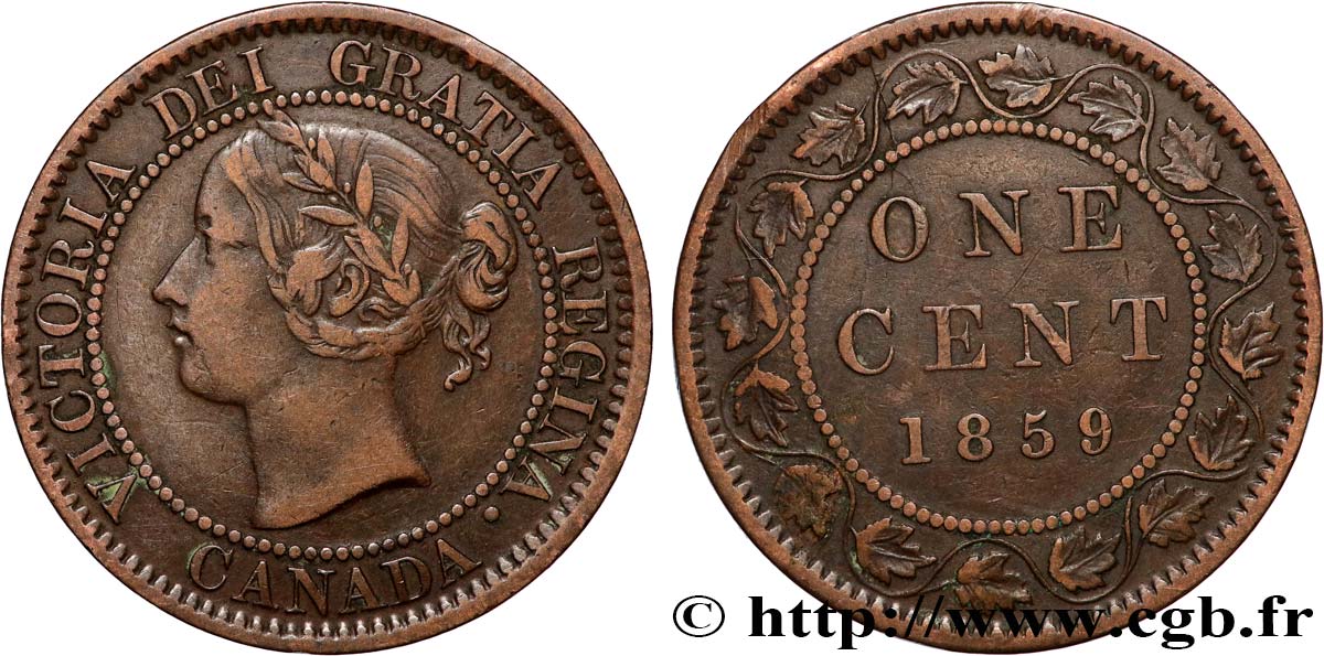 CANADA 1 Cent Victoria 1859  TTB 