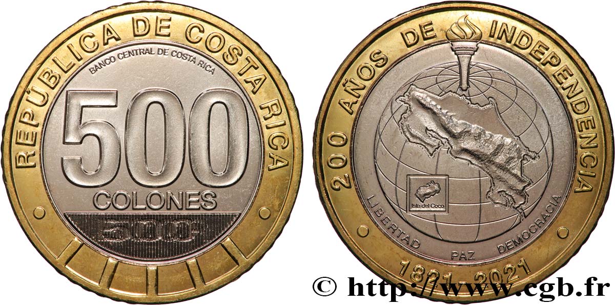 COSTA RICA 500 Colones Bicentenaire de l indépendance 2021 Paris SC 