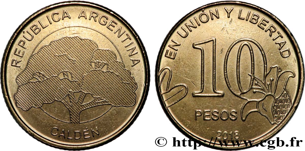 ARGENTINIEN 10 Pesos Prosopis caldenia 2018 Buenos Aires fST 