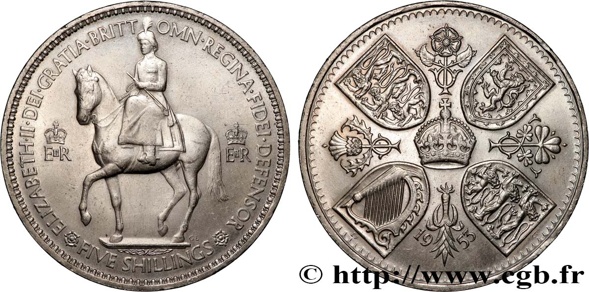 REGNO UNITO 5 Shillings Couronnement d’Elisabeth II 1953  MS 