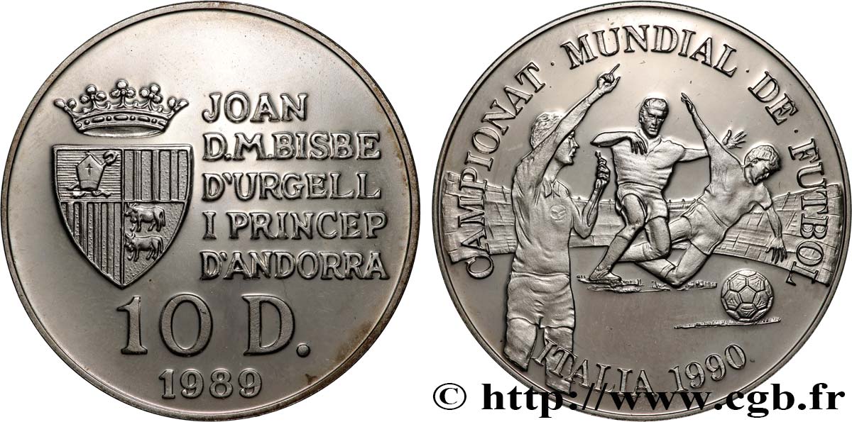 ANDORRA 10 Diners Proof Coupe du Monde 1990 1989  MS 