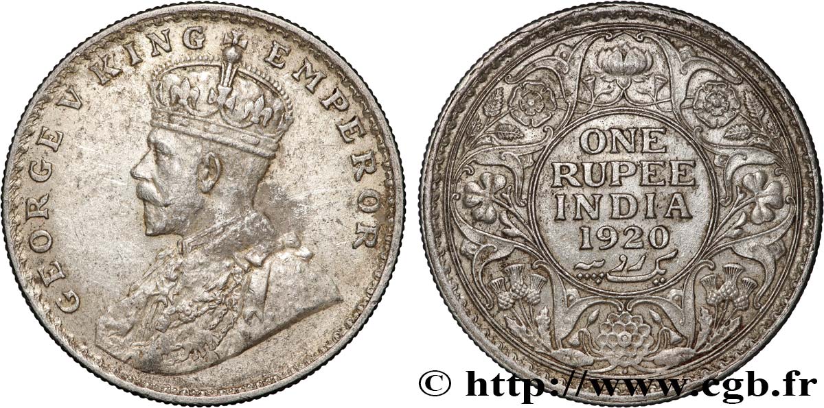 INDIA BRITÁNICA 1 Roupie Georges V 1920 Bombay MBC 