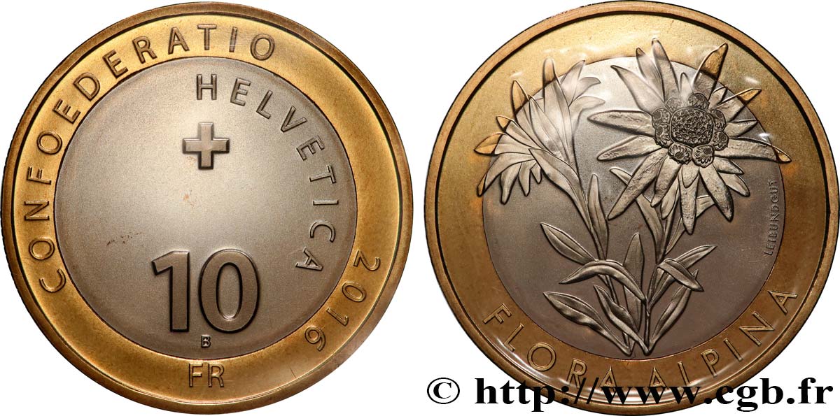 SCHWEIZ 10 Francs Fleur Alpine 2016 Berne ST 