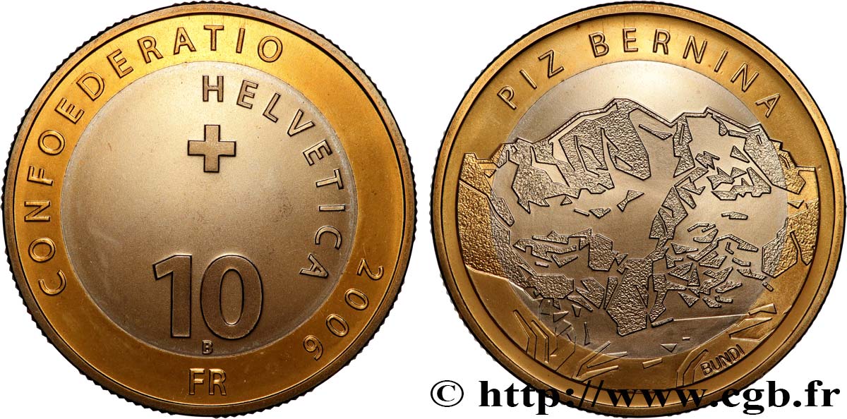 SVIZZERA  10 Francs Piz Bernina 2006 Berne FDC 