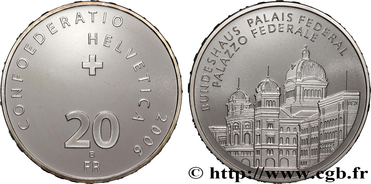 SWITZERLAND 20 Francs Palais Fédéral 2006 Berne - B MS 