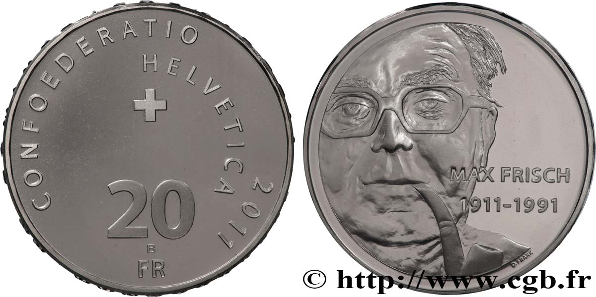 SUIZA 20 Francs Max Frisch 2011 Berne - B FDC 