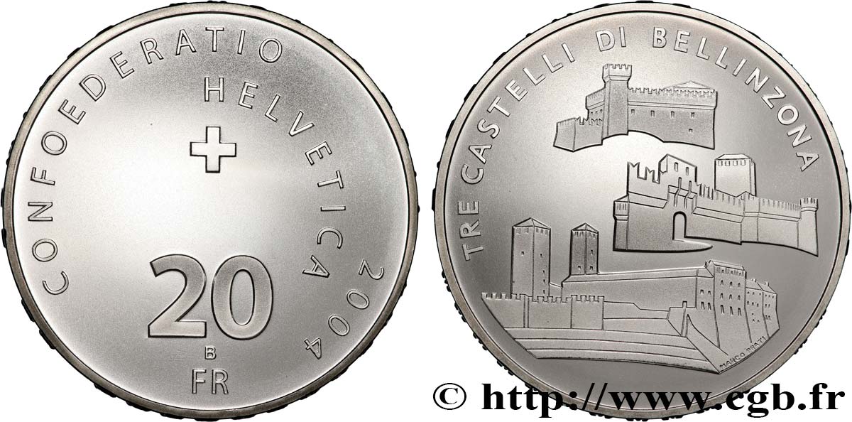 SCHWEIZ 20 Francs Châteaux de Bellinzone 2004 Berne - B ST 