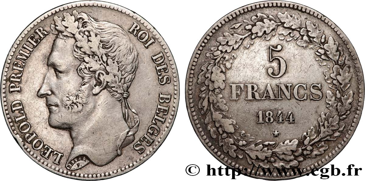 BELGIQUE - ROYAUME DE BELGIQUE - LÉOPOLD Ier 5 Francs  1844  BB 
