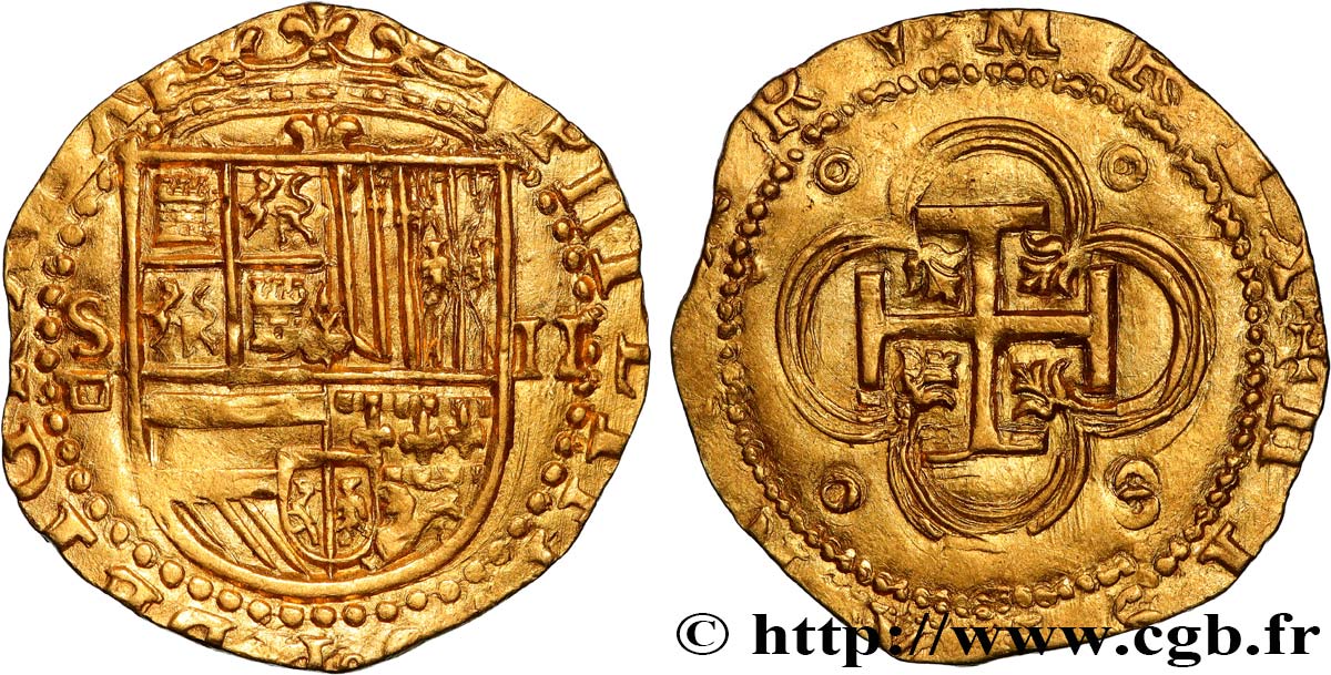 SPANIEN - KÖNIGREICH SPANIEN - PHILIPPE II. 2 Escudos n.d. Séville VZ 
