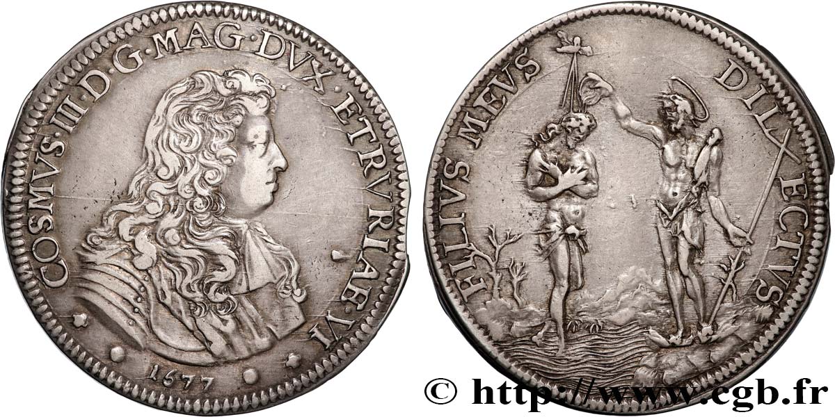 GRAND DUCHY OF TUSCANY - COSME III Piastre 1677 Florence AU 