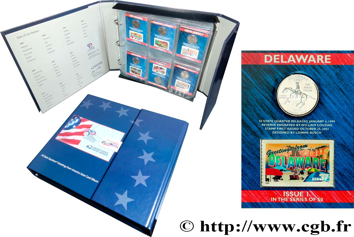 VEREINIGTE STAATEN VON AMERIKA 50 State Quarters Porfolio Album (50 quarters) 1999-2008 Atelier Divers fST 