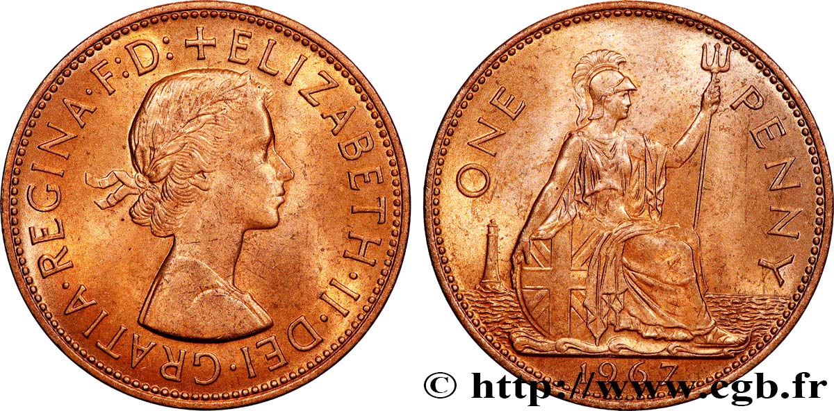 VEREINIGTEN KÖNIGREICH 1 Penny Elisabeth II 1967 Londres fST 