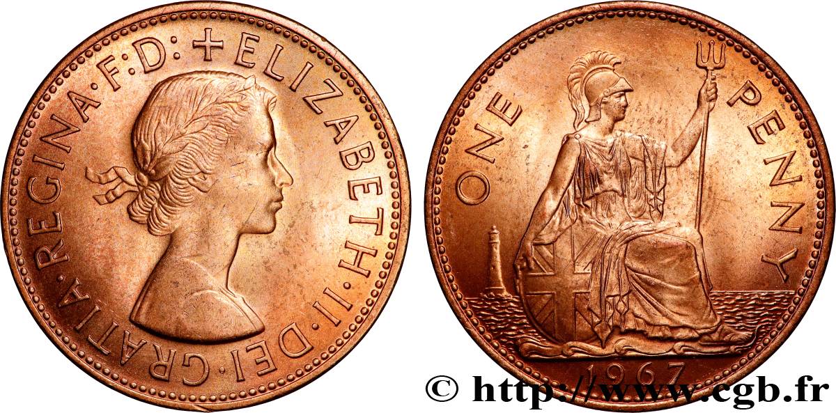 VEREINIGTEN KÖNIGREICH 1 Penny Elisabeth II 1967 Londres fST 