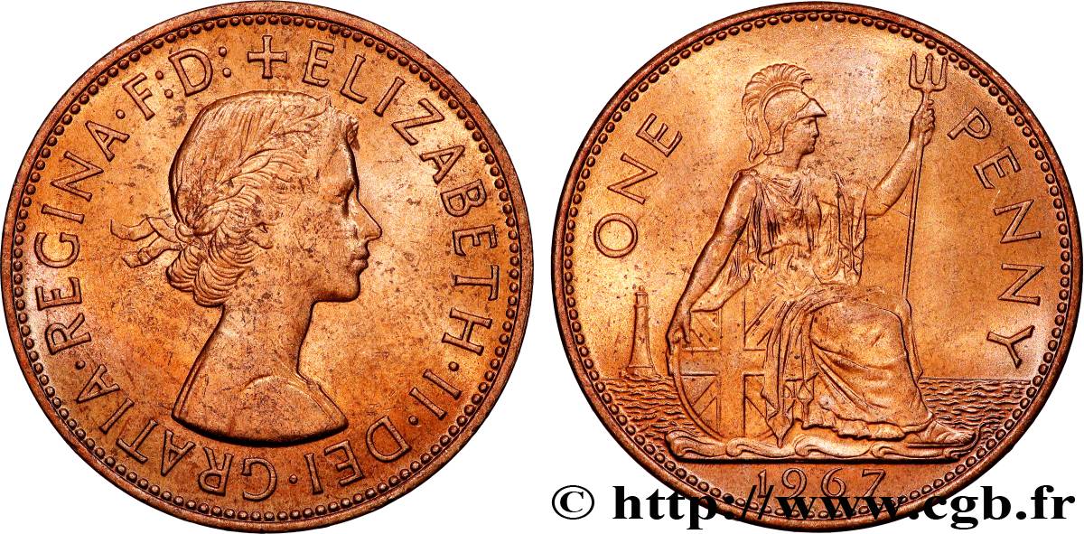 VEREINIGTEN KÖNIGREICH 1 Penny Elisabeth II 1967 Londres fST 