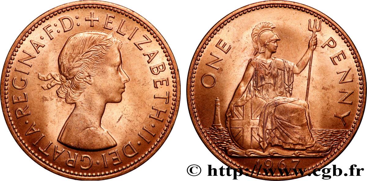 ROYAUME-UNI 1 Penny Elisabeth II 1967 Londres SPL 