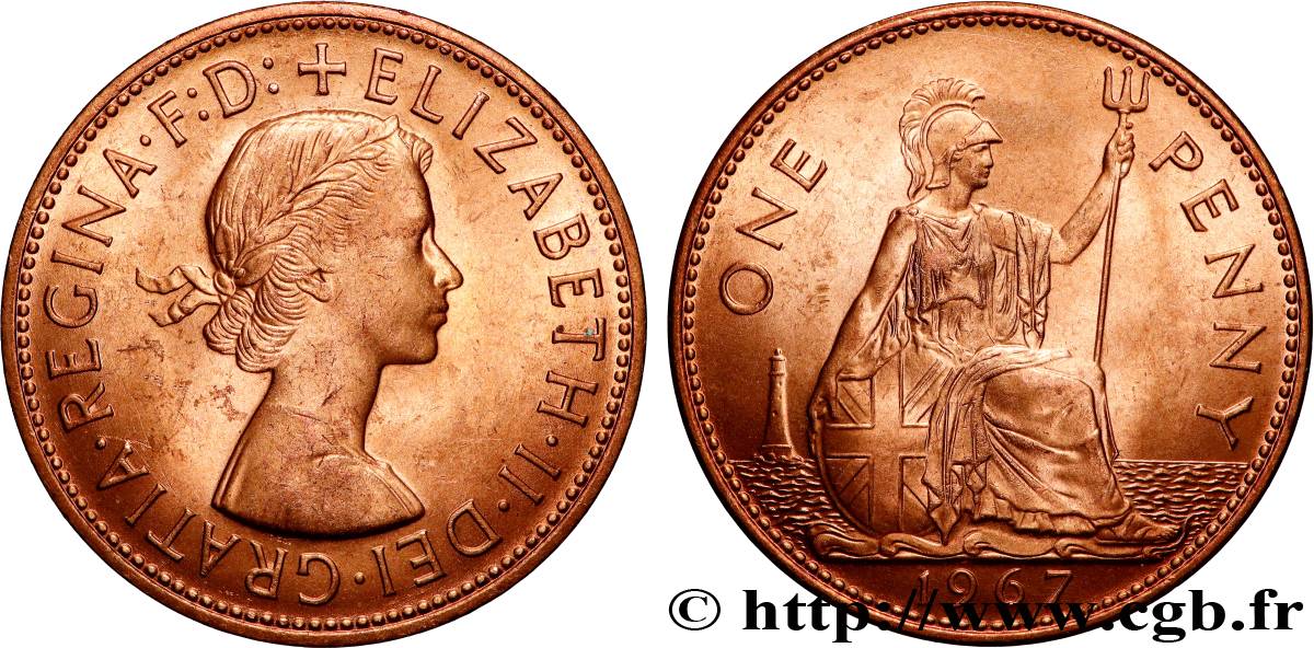 REGNO UNITO 1 Penny Elisabeth II 1967 Londres MS 