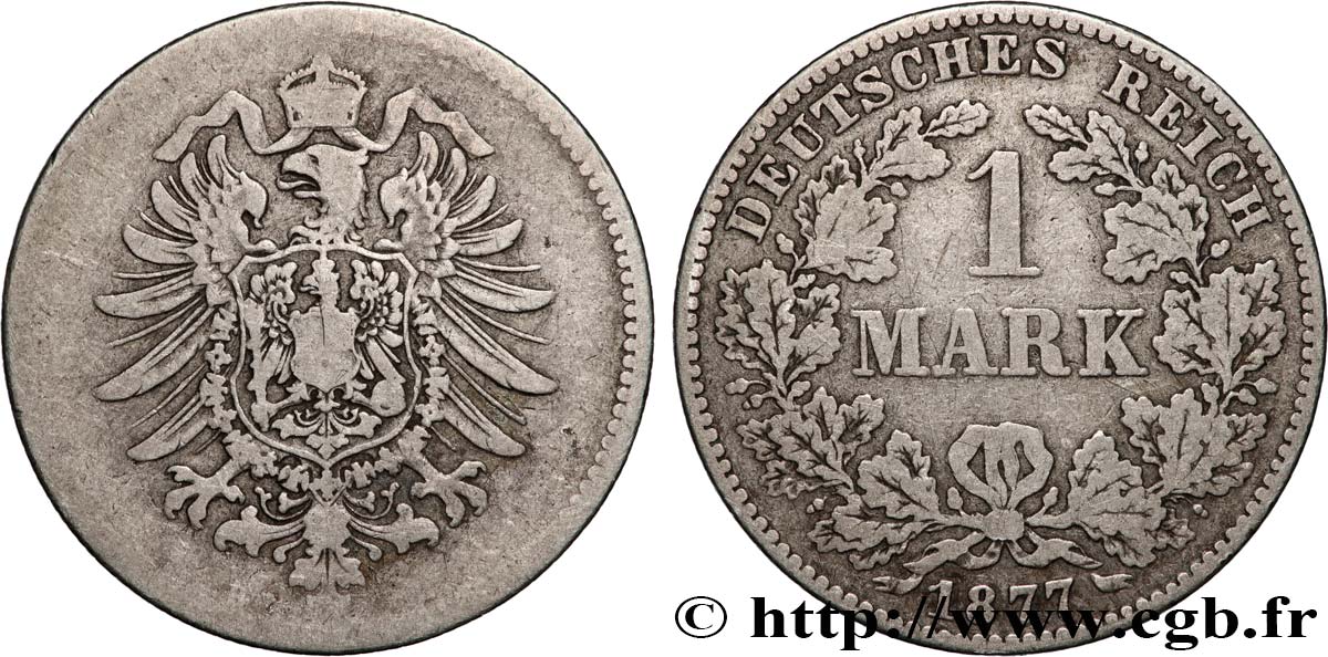 ALLEMAGNE 1 Mark Empire aigle impérial 1877 Hanovre TB 