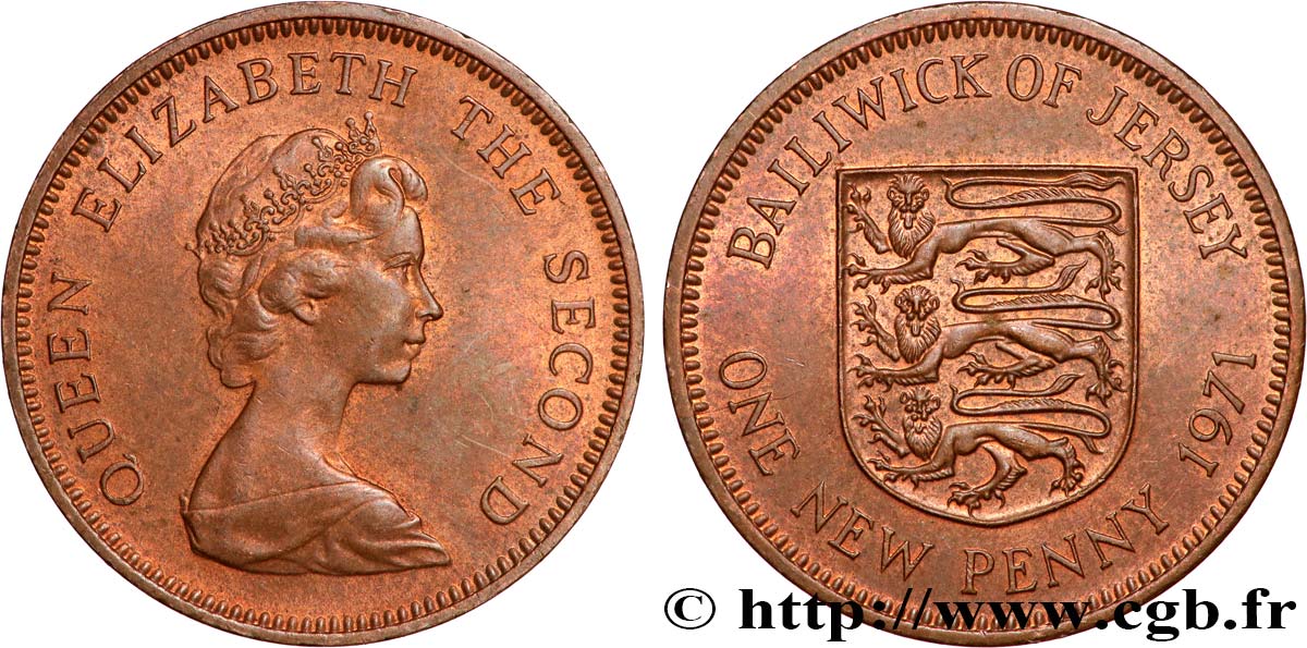 JERSEY 1 New Penny Elisabeth II 1971 Llantrisant SUP 