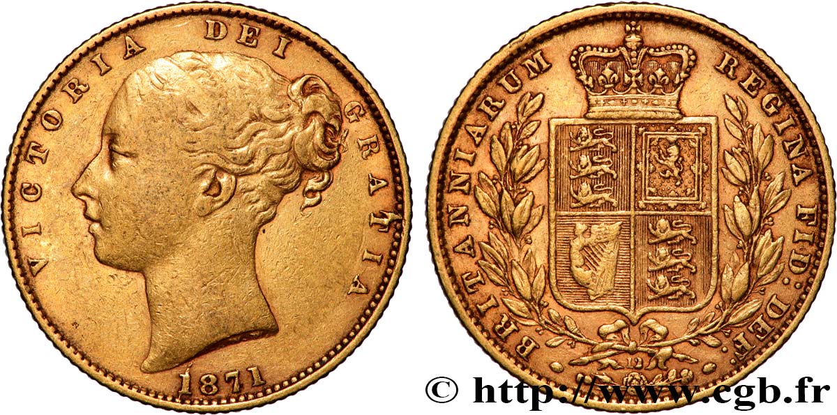 OR, PALLADIUM ET PLATINE INVESTISSEMENT 1 Souverain Victoria “tête jeune” 1871 Londres TTB 