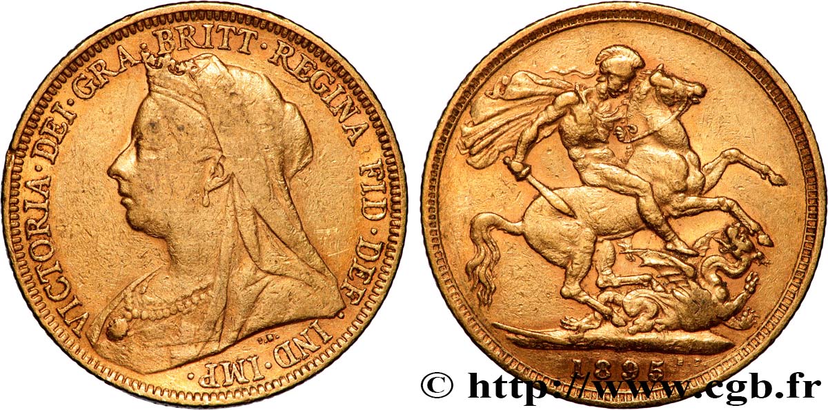 INVESTMENT GOLD 1 Souverain Victoria “Old Head” 1895 Melbourne MBC 