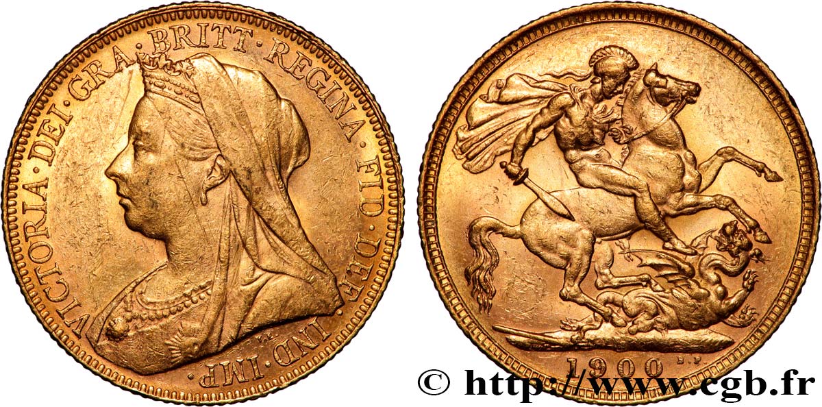 INVESTMENT GOLD 1 Souverain Australie Victoria type “Old Head” 1900 Melbourne fVZ 