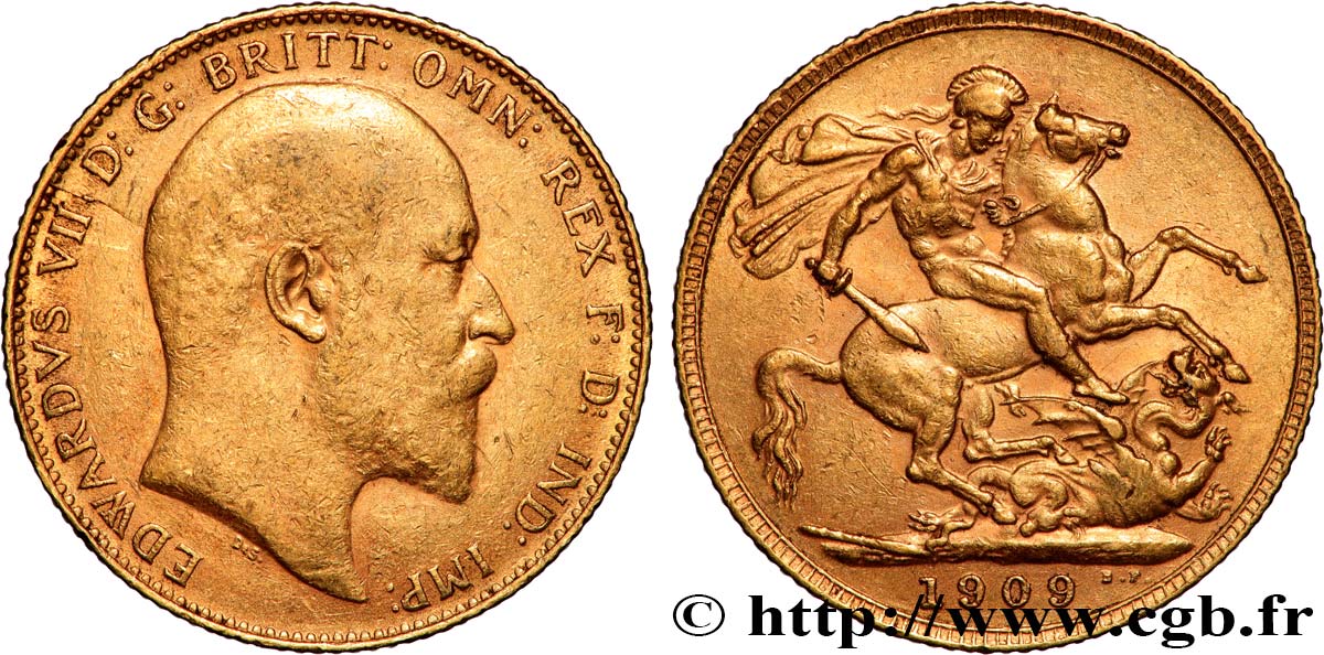 INVESTMENT GOLD 1 Souverain Edouard VII 1909 Londres fVZ 