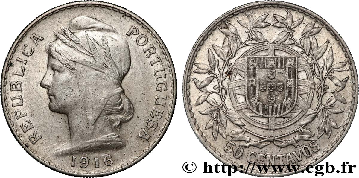 PORTUGAL 50 Centavos 1916  AU 