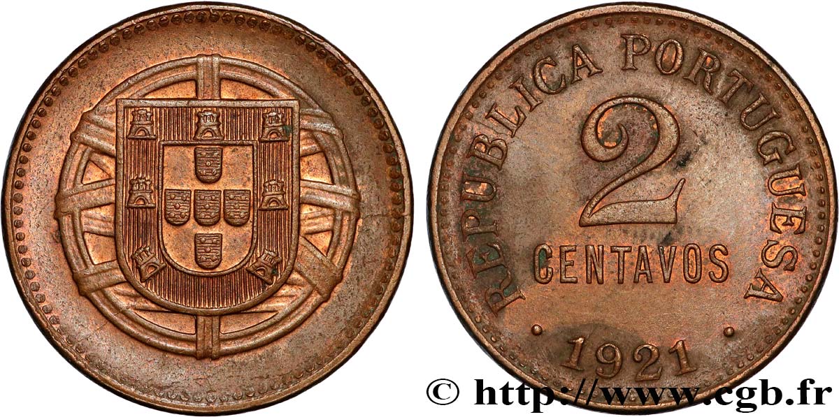 PORTUGAL 2 Centavos 1921  fVZ 