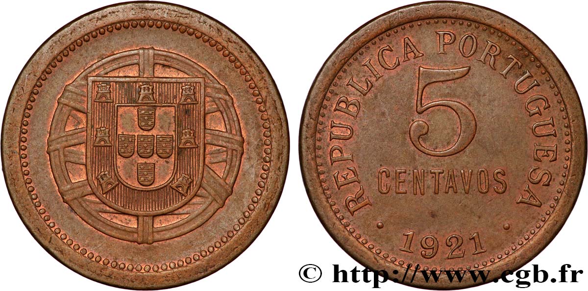 PORTUGAL 5 Centavos 1921  VZ 