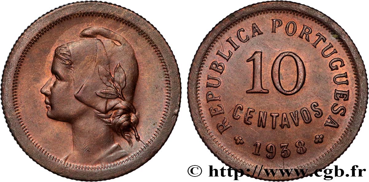 PORTOGALLO 10 Centavos 1938  SPL 