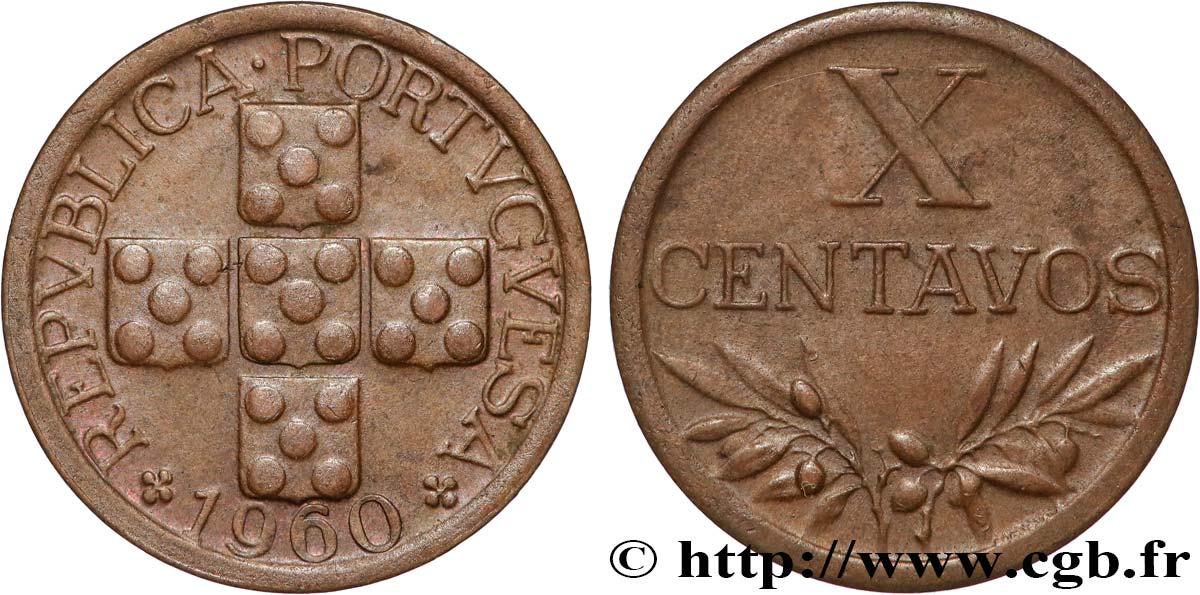 PORTUGAL 10 Centavos 1960  fVZ 