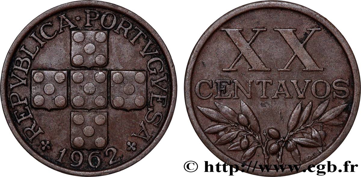PORTUGAL 20 Centavos 1962  TTB+ 