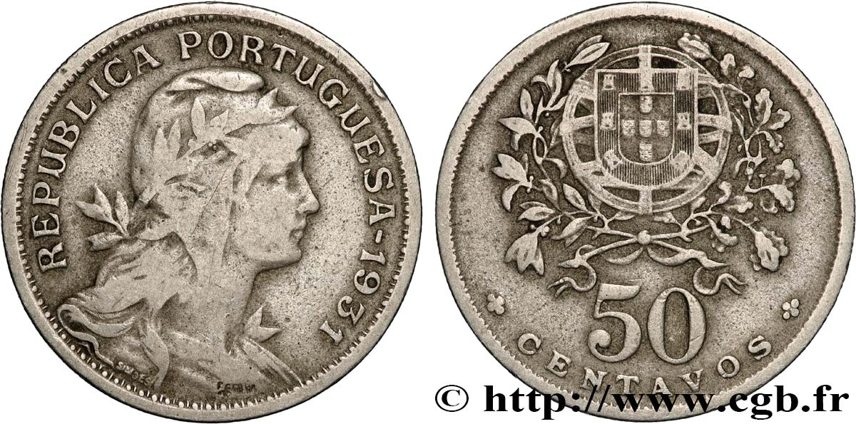 PORTUGAL 50 Centavos 1931  BC+ 