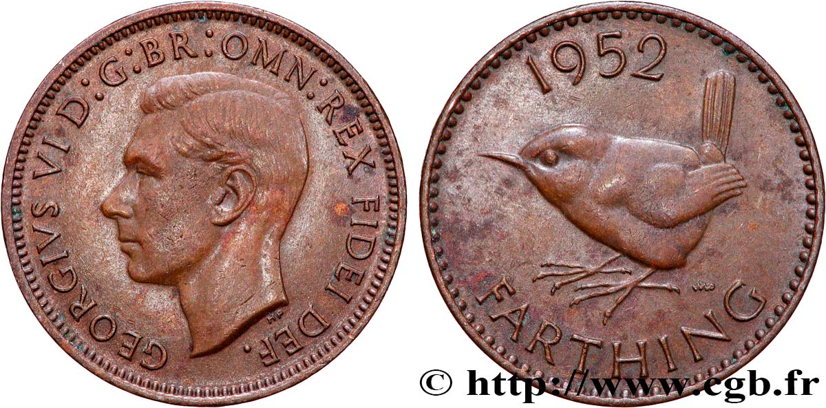 ROYAUME-UNI 1 Farthing Georges VI 1952 Londres SUP 