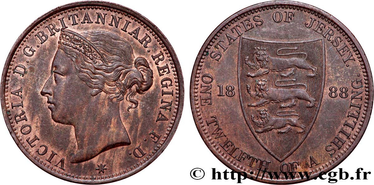 JERSEY 1/12 Shilling Reine Victoria 1888  fVZ 