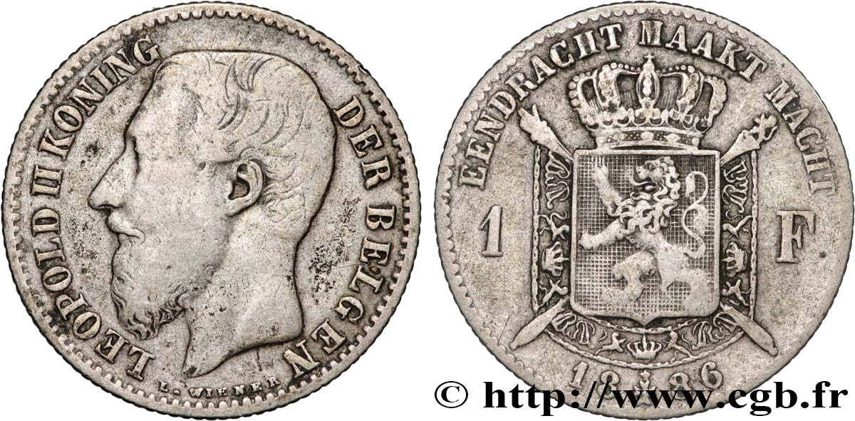 BELGIQUE - KM 30 - 2 FRANCS 1867 - LÉOPOLD II - LÉGENDE FRANÇAISE - AVEC CROIX