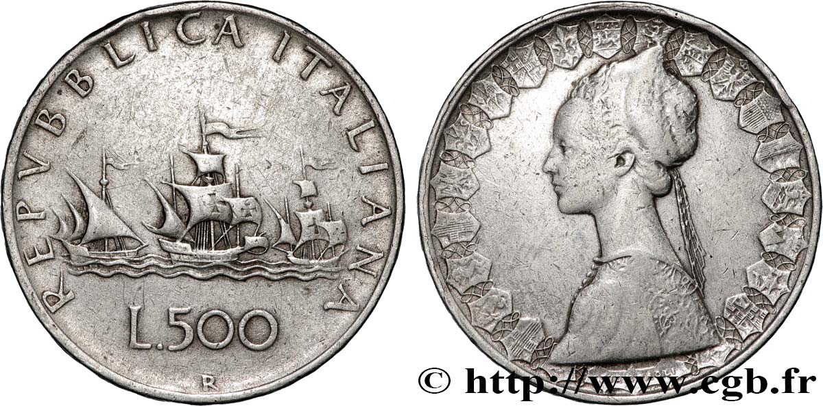 ITALIE 500 Lire “caravelles” 1960 Rome TTB 