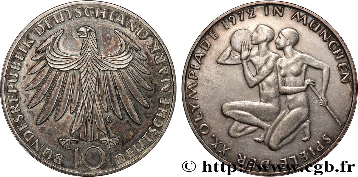 ALLEMAGNE 10 Mark XXe J.O. Munich : basket-ball et canoeing 1972 Munich SUP 