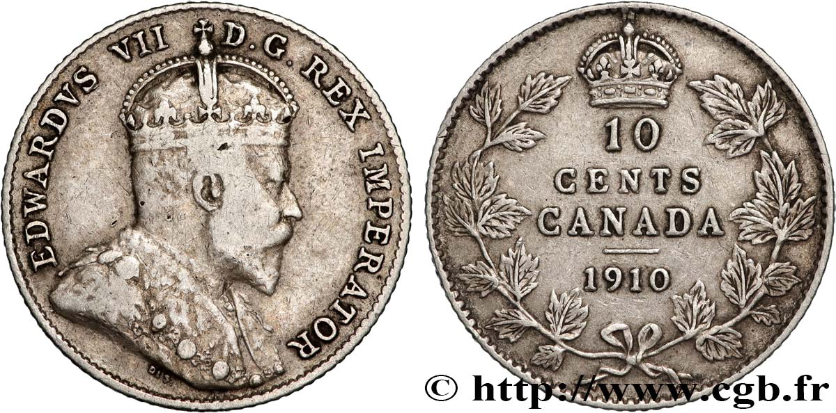 KANADA 10 Cents Édouard VII 1910  SS 