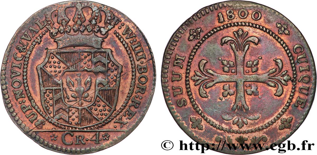 SWITZERLAND - CANTON OF NEUCHATEL 1 Batzen (4 Kreuzer) 1800  XF 