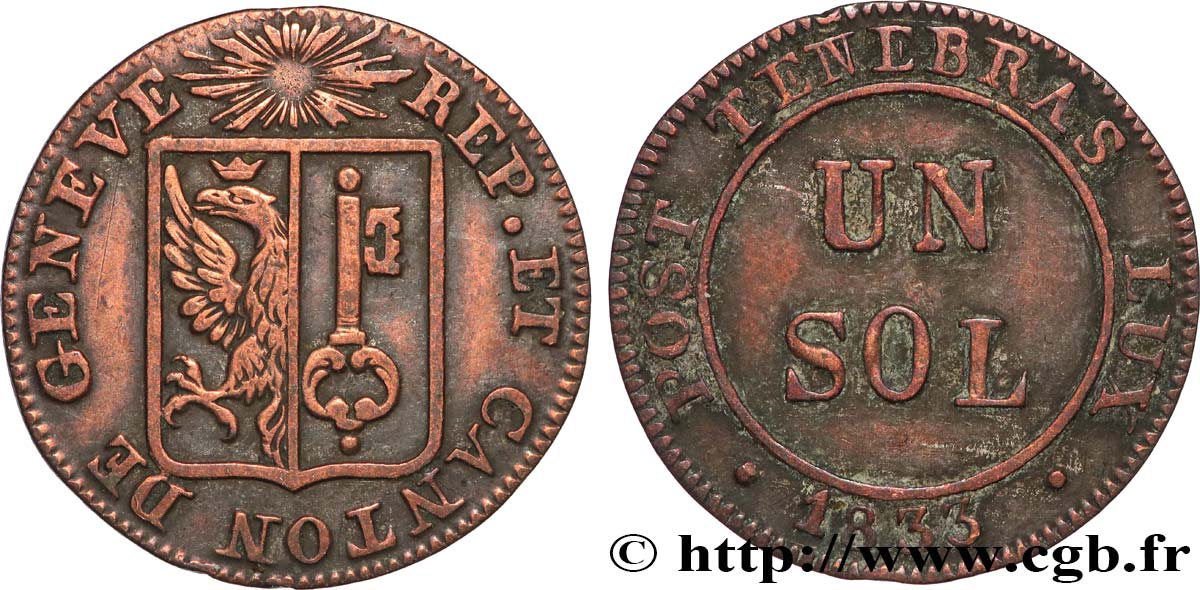 SWITZERLAND - REPUBLIC OF GENEVA 1 Sol 1833  AU 