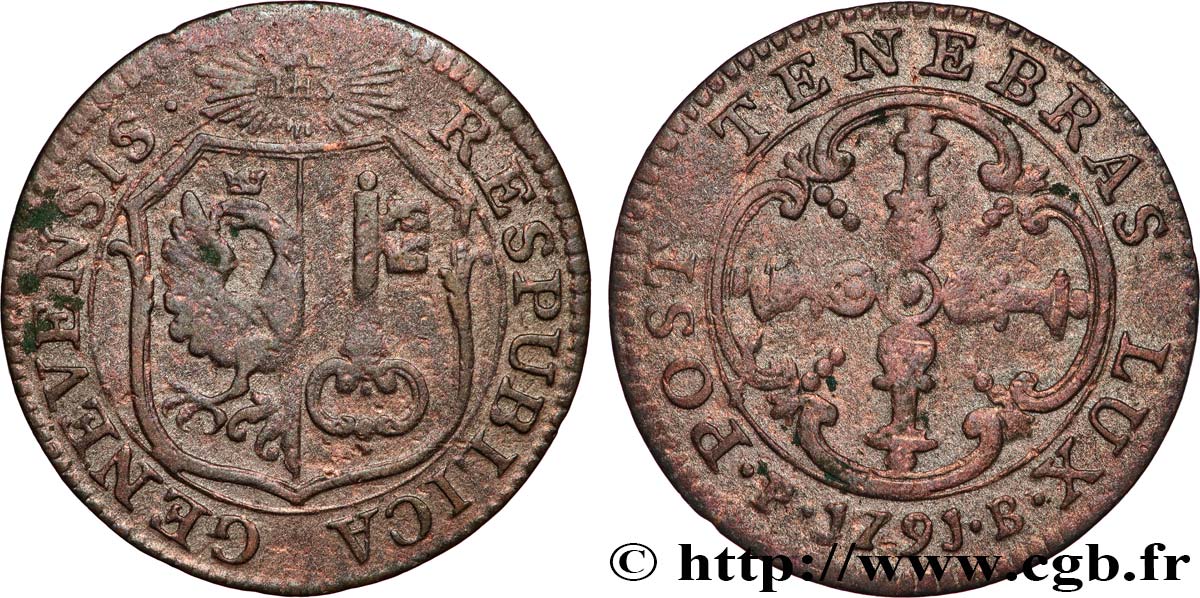 SWITZERLAND - REPUBLIC OF GENEVA 3 Sols 1791  XF 