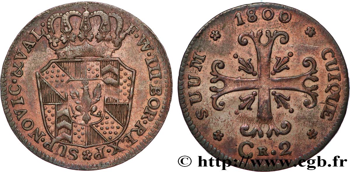 SWITZERLAND - CANTON OF NEUCHATEL 1/2 Batzen (2 Kreuzer) 1800  XF 