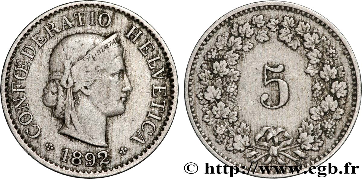 SVIZZERA  5 Centimes (Rappen) 1892 Berne q.BB 