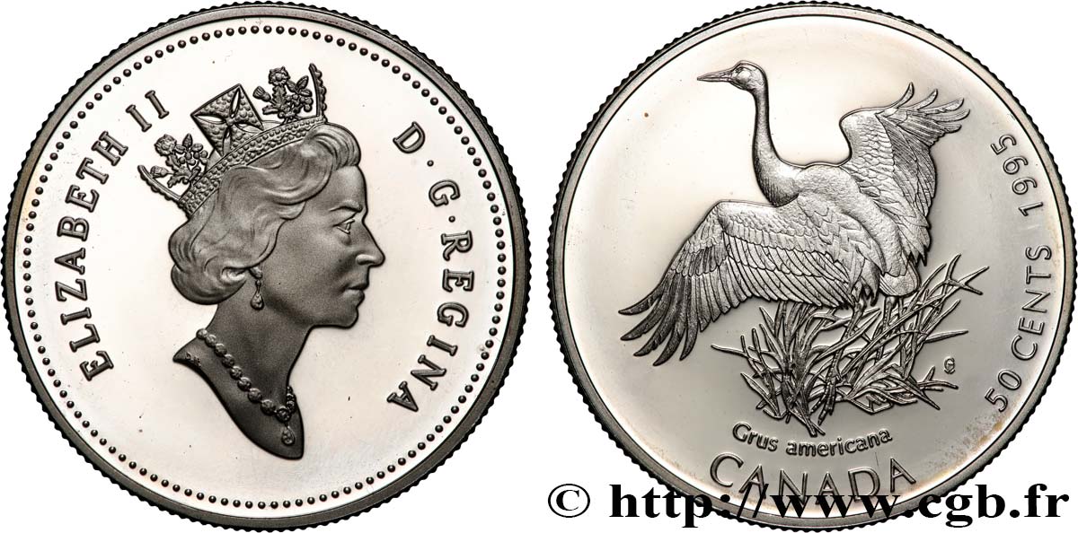 CANADA 50 Cents Proof Grue blanche d’Amérique 1995  MS 