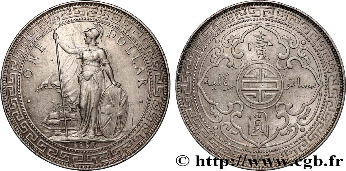 REGNO UNITO 1 Dollar Britannia debout avec voilier 1898 Bombay q.SPL 